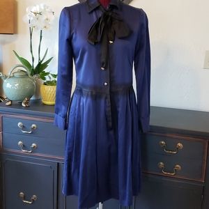 Cynthia Rowley blue silk dyed bowtie dress